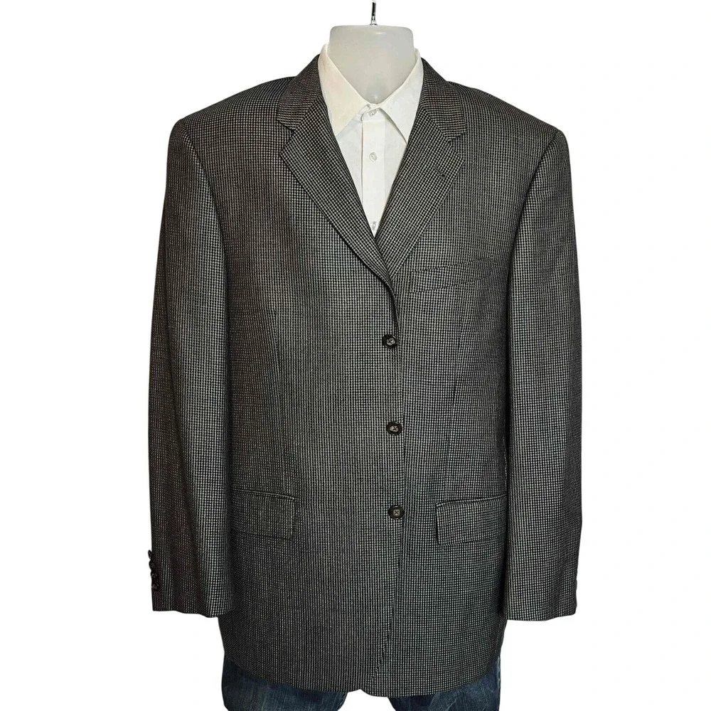 Joseph Abboud 42L Blazer Neutral Tan/charcoal Silk‎ Wool Premium Suit Jacket
